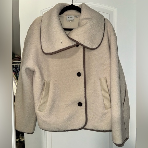 Romane Boxy Sherpa Jacket in color Sandshell - Picture 2 of 7